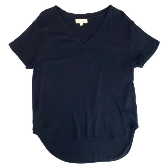 Anthropologie - cloth & stone Black V-Neck Short Sleeve Tee Shirt - Picture 3 of 4